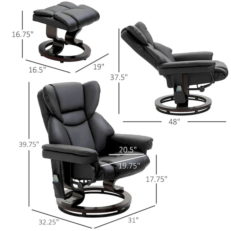 Poltrona Massaggiante Reclinabile HOMCOM con Pouf Poggiapiedi