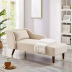 Chaise Longue Moderna in Velluto, Chaise Longue Imbottita con Bracciolo Curvo, Divano Letto per Camera da Letto, Ufficio, Soggiorno