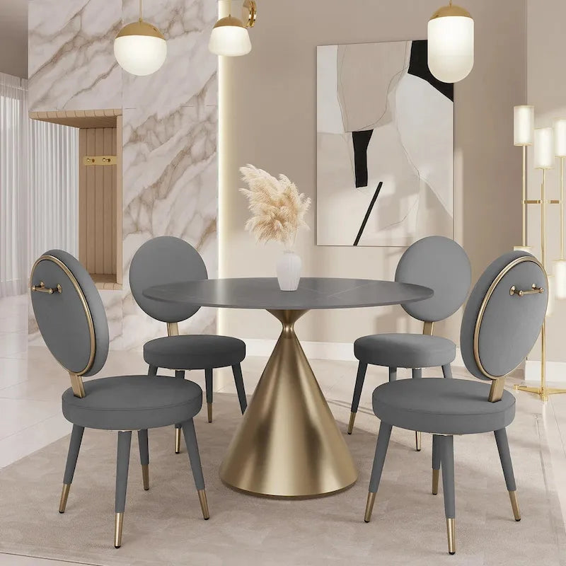 Morden Fort Set da pranzo rotondo moderno di lusso da 5 pezzi con tavolo e sedie