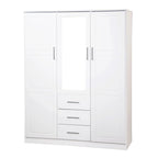 Palace Imports Armadio a 3 ante Cosmo 100% legno massello con ante in legno massello o a specchio