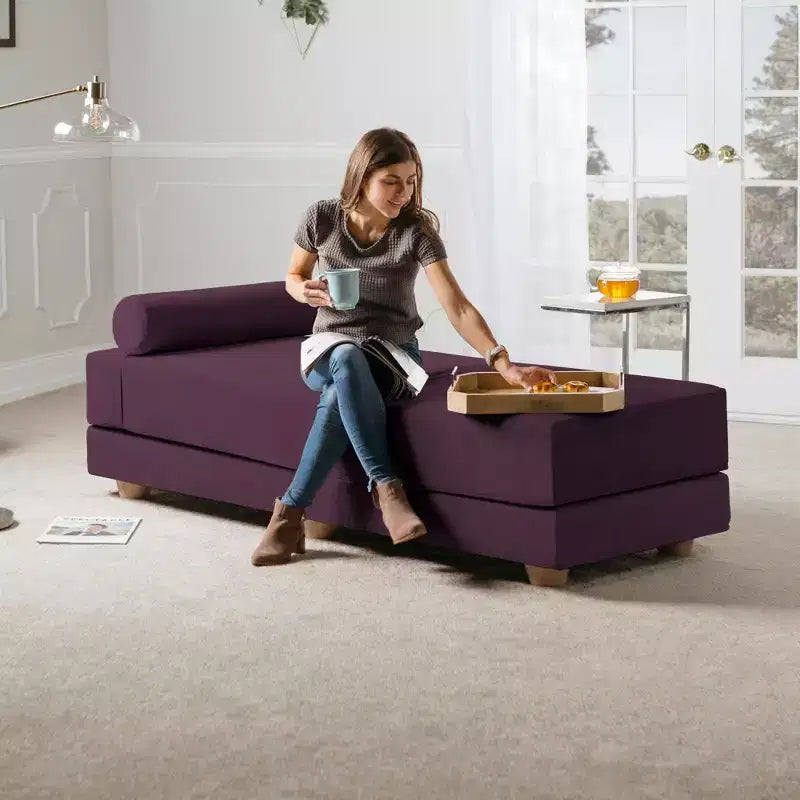 Divano letto / Letto estraibile queen-size - Microvelluto