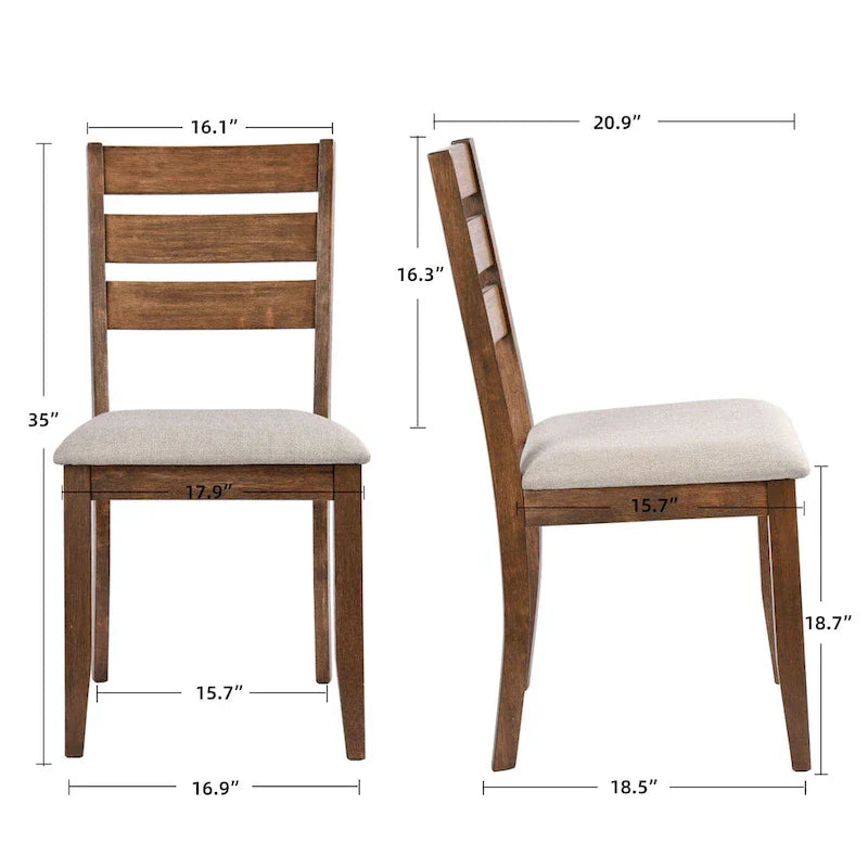 Sedie da pranzo in legno con schienale a doghe, set da 4