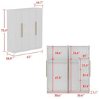 Armadio moderno freestanding in legno massiccio con ripiani