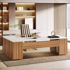 Scrivania direzionale a L Lantine 85.8, scrivania da computer da ufficio extra large con cassetti per schedari per l'home office
