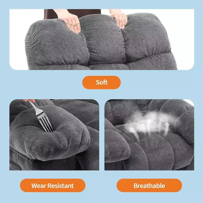 Poltrona reclinabile manuale, poltrona reclinabile ergonomica in tessuto traspirante con tasche laterali, divano singolo, adatta per soggiorno e camera da letto
