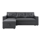 Divano componibile convertibile reversibile con letto estraibile, chaise longue con contenitore nascosto e gambe durevoli