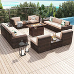 Set di mobili da giardino da 13 pezzi con tavolo braciere da 44 pollici