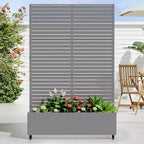 MAYEERTY Fioriera con traliccio in ferro grigio, stile classico con persiane, 183x89x41 cm, set da 3 pezzi