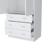 Armadio moderno a due ante con 3 cassetti e 1 bastone appendiabiti per camera da letto
