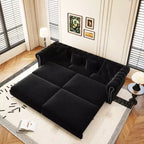 Divano Letto Estraibile 3-in-1 King Size in Velluto Whisen e Divano Letto Convertibile con Ottomana Mobile, Design Trapuntato