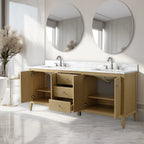 Mobile lavabo doppio Vanity Art 72 per bagno con piano in marmo composito