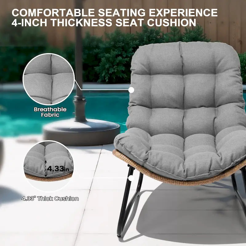 Poltrone Papasan da Esterno con Cuscino in Rattan PE, Comode Poltrone da Patio con Tavolino Laterale
