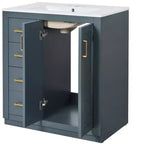 Mobile bagno 30 pollici con lavabo singolo, armadietto e 3 cassetti – Nero / Blu / Verde / Indaco / Bianco