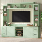 ModernLuxe Mobile TV da Parete 4 in 1 per Stile Rustico, Adatto a TV Fino a 70 Pollici, Consolle Multimediale con Ripiani Regolabili e Cassetti