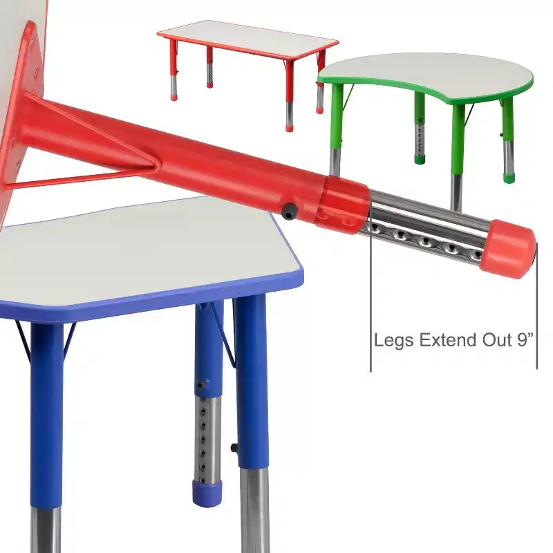 Set Tavolo Attività Rettangolare Regolabile in Altezza in Plastica Emma and Oliver 23.625"W x 47.25"L con 6 Sedie