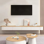 Mobile TV galleggiante contemporaneo in legno bianco con cassetti