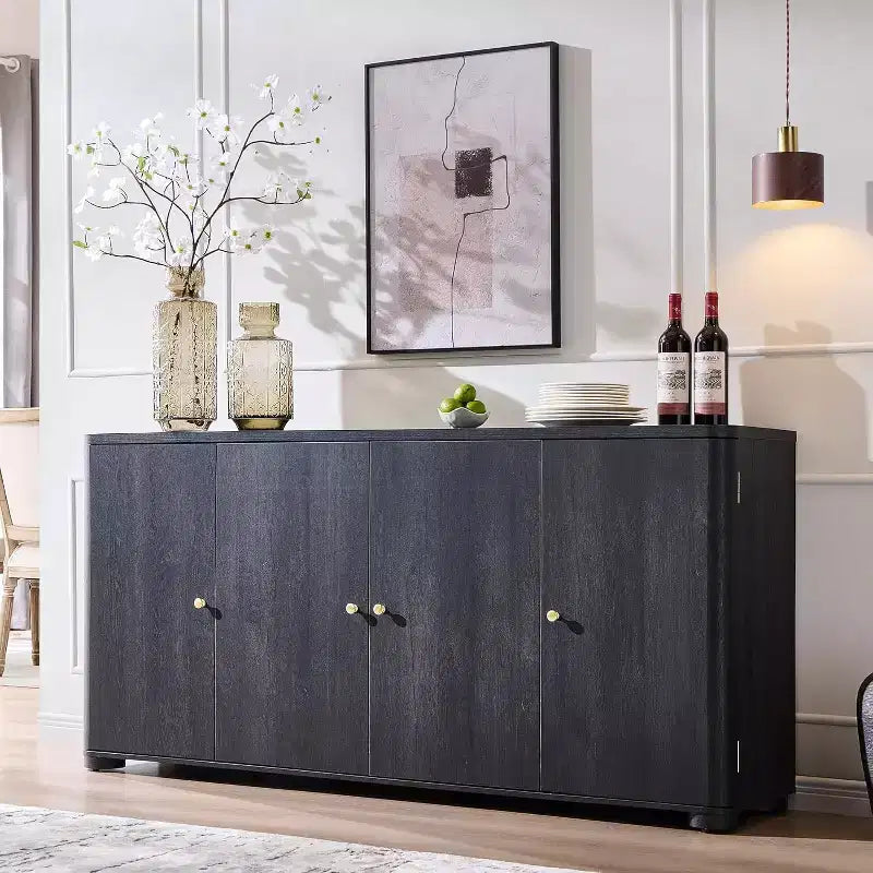 Credenza a Buffet da Cucina con 4 Ante e Ripiani, Credenza Moderna Grande, Mobile Contenitore per Bar Caffè da 66 Pollici