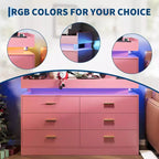Mobile TV moderno con 6 cassetti e luci LED, bancone galleggiante per caffè/bar, per soggiorno, centro di intrattenimento