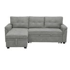 Divano componibile convertibile reversibile con letto estraibile, chaise longue con contenitore nascosto e gambe durevoli