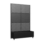 MAYEERTY Fioriera con traliccio in ferro nero Linea parallela 01 Stile combinato classico a persiana 183x119x41 cm Set da 3 pezzi