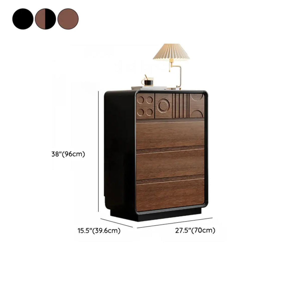 Cassettiera in legno ispirata all'Art Déco con intagli geometrici