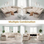 Divano letto componibile modulare Dyonery 112 con letto estraibile, divano componibile a U con contenitore, divani con seduta extra ampia e profonda per soggiorno