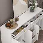 59.1'' Credenza Buffet Bianco Laccato Moderno Metà Secolo Contemporaneo