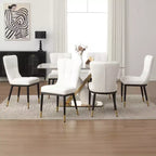Bekrvio Sedie da Sala da Pranzo Set da 6, Moderne Imbottite in Ecopelle con Schienale Alto, Gambe in Metallo, Sedie da Cucina Senza Braccioli per Soggiorno Sala da Pranzo