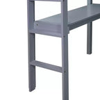 Letto a soppalco Okak Minimalism con scaletta, letto a soppalco singolo in legno di gomma con spondina di sicurezza e scrivania integrata, telai per letti per bambini, ragazzi