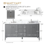 Mobile lavabo doppio Vanity Art 72 per bagno con piano in marmo composito
