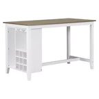 Set da pranzo da 5 pezzi in stile rustico ad altezza bancone con sedie per 4 persone, tavolo rettangolare in legno con ripiani e scomparto per bar/vino