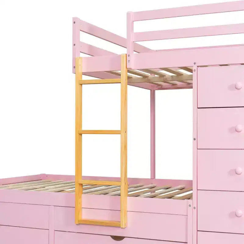 Letto a castello moderno piazza e mezza su piazza e mezza con armadio integrato e 7 cassetti contenitore