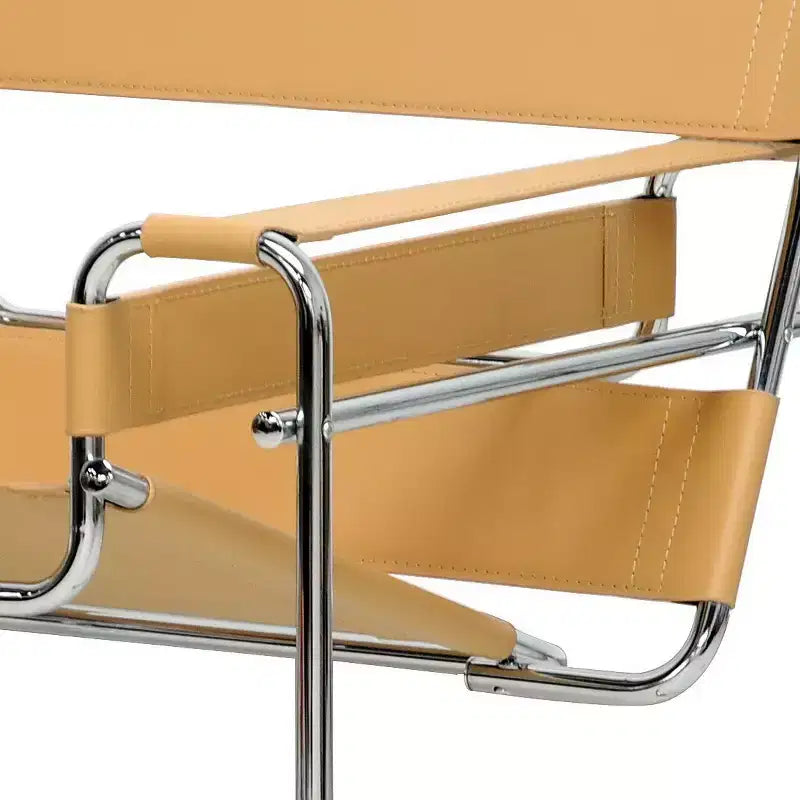 Baxton Studio Jericho Poltrona accent in pelle mid-century moderna marrone chiaro: finitura cromata, piedini antigraffio, completamente assemblata