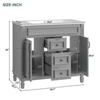 Mobile Bagno Moderno da 90cm con Lavabo Integrato e Specchiera, 2 Ante e 2 Cassetti