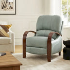 Poltrona reclinabile manuale Alex Mid-century Modern Cigar in vera pelle con braccioli ricurvi in legno