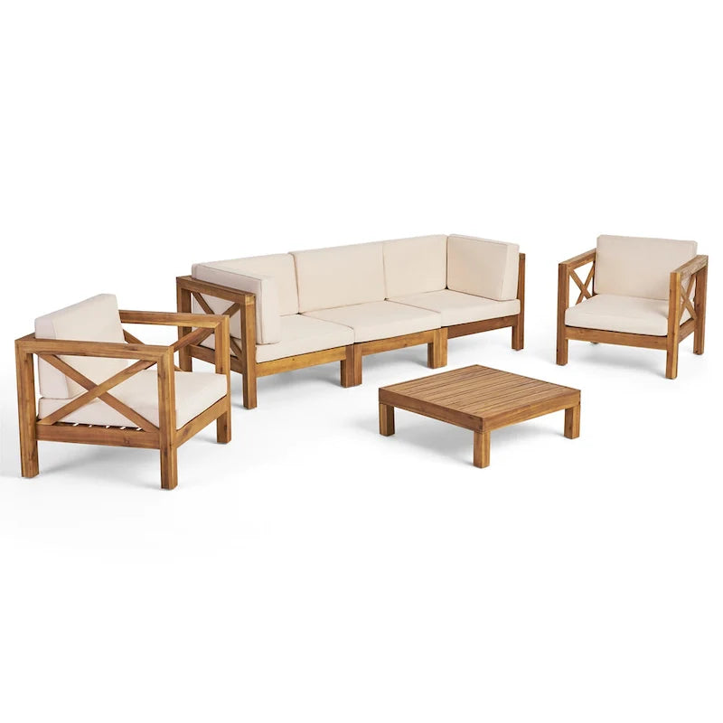 Set da conversazione Brava Outdoor a 6 pezzi in legno di acacia di Christopher Knight Home