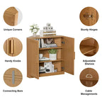 Mobile ad Angolo Dovelina con Ripiani Regolabili Credenza Buffet Vetrinetta Vino Mobile da Cucina e Sala da Pranzo con Ante in Legno - 31H x 31W, 36H x 31W