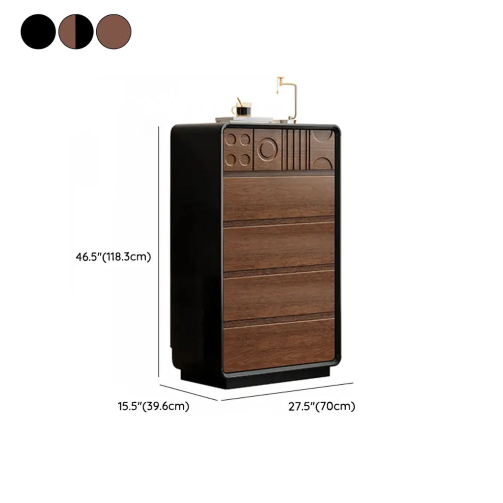 Cassettiera in legno ispirata all'Art Déco con intagli geometrici