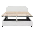 Letto imbottito queen size con contenitore sollevabile - Bianco