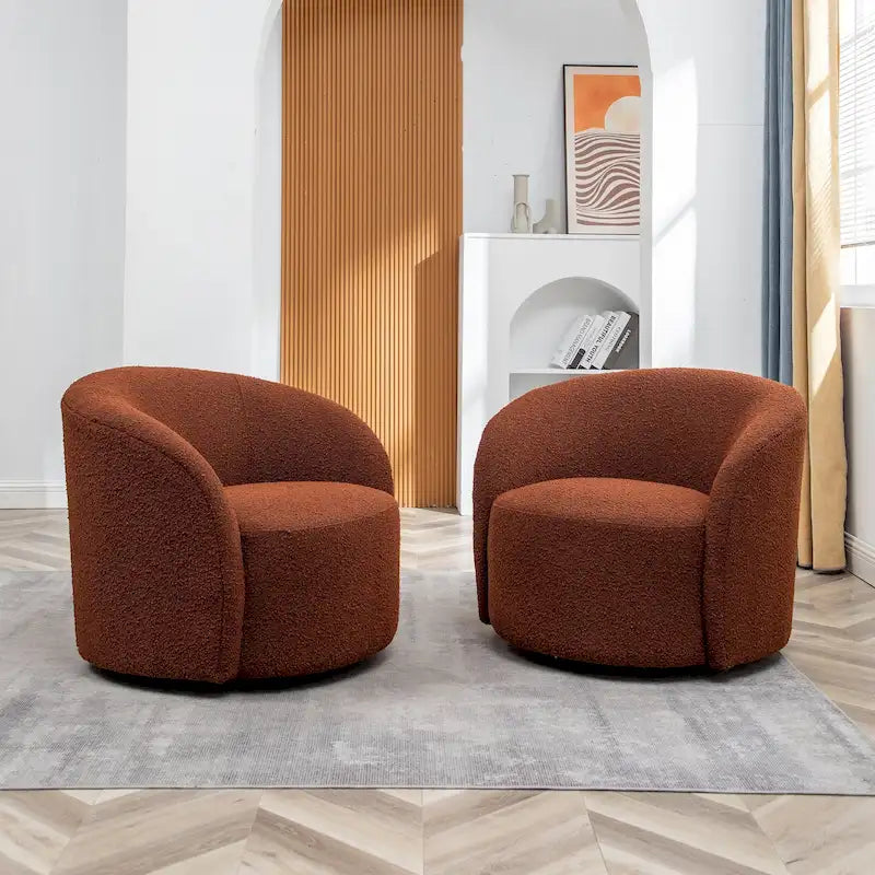 Poltrona girevole a barilotto imbottita KINWELL da 34 pollici (Set di 2)