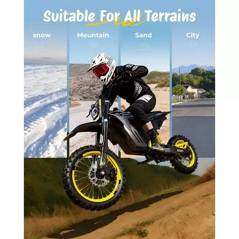 ECOLEAP Bici da cross elettrica da 3500W di picco per adolescenti e adulti, E-Bike fuoristrada da 60 km/h, Batteria da 48V 21Ah, Autonomia fino a 88 km, 180 kg, 13+
