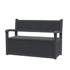 Panca contenitore in resina per tutte le stagioni con scomparto nascosto e chiudibile a chiave - Design effetto rattan, capacità 227 kg, contenitore da 265 litri
