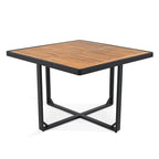Set da pranzo da esterno in legno di acacia da 18 pezzi, 8 sedie imbottite e 8 pouf e 2 tavoli quadrati