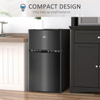HOMCOM Mini Frigorifero a Doppia Porta con Congelatore, Frigo Compatto da 90 litri con Ripiano Regolabile, Termostato Regolabile