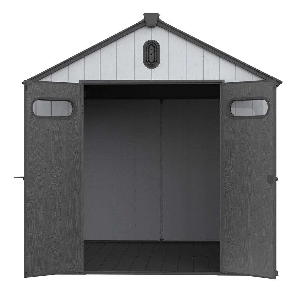 Casetta da giardino in resina per esterni, in plastica, per tutte le stagioni, con pavimento, 6 x 4 piedi/6 x 8 piedi/8 x 6 piedi/8 x 10 piedi, Spire Tool Shed