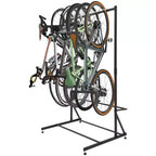 Rastrelliera portabici autoportante per 5 bici con capacità di carico di 136 kg, robusto organizzatore per un posizionamento sicuro e stabile delle bici in cortili anteriori e posteriori