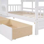 Letto a casetta in legno per bambini, piazza singola/matrimoniale, con 2 cassetti e ripiano portaoggetti - ModernLuxe