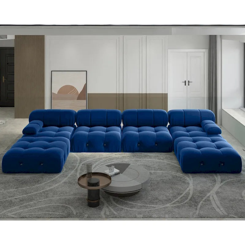 138 Divano componibile convertibile, Divani U-Shape in velluto minimalista