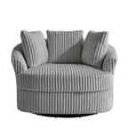 Set di 2 Poltrone Girevoli a Barilotto Oversize da 43" in Velluto a Coste Felpato con Cuscini