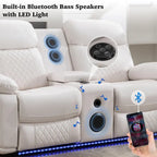 Divano reclinabile elettrico con caricabatterie wireless, luce di lettura, luce LED per soggiorno, similpelle, porta AC/USB, portabicchieri, nero